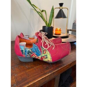 TMA Company Red Leather Princess TMA Lace Up Oxford Shoes Women Sz 38 Germany